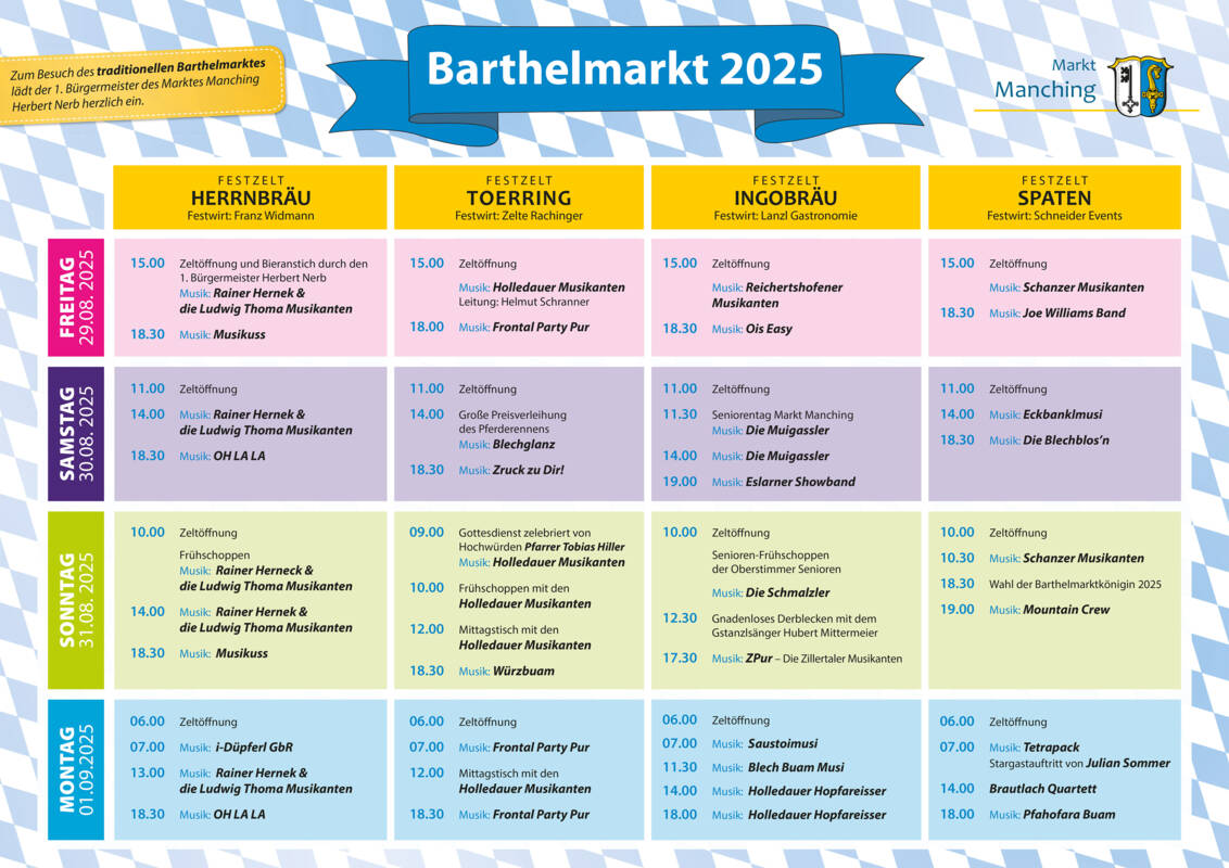 Barthelmarkt Festzeltprogramm