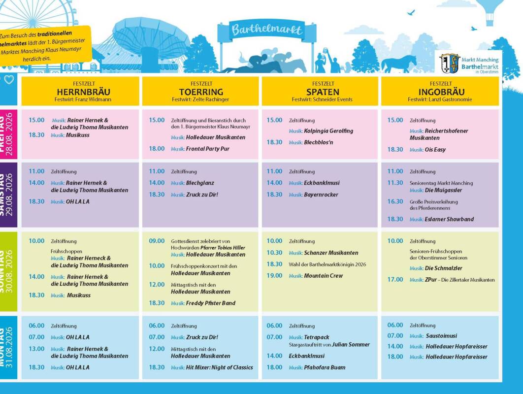 Barthelmarkt Festzeltprogramm